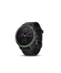 Ceas smartwatch garmin vivoactive 3 gps slate curea silicon neagra foto