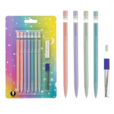 Set Creioane Mecanice, Multicolor, 0.5mm, 9 Bucăți, Radiere Incluse