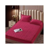 Husa de Saltea Tip Topper cu Elastic + 2 Fete de Perna Catifea, Bordo 160X200 - JOJ01