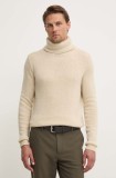 American Vintage pulover din amestec de lana barbati, culoarea bej, light, cu guler, MFAL18BH24