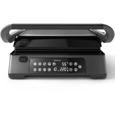 Gratar electric Philips HD6307/70 Seria 7000, 2200 W, inaltime reglabila, 8 programe presetate, cronometru, sonda de temperatura, control digital al t