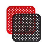 Set de 2 tampoane de aer neaderente pentru friteuza cu aer Iriisy, silicon, negru/rosu, 21,5 cm