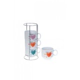 Set 4 cesti ceramica cu suport din metal
