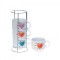 Set 4 cesti ceramica cu suport din metal
