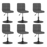 VidaXL Scaune de sufragerie pivotante, 6 buc, gri &icirc;nchis, catifea