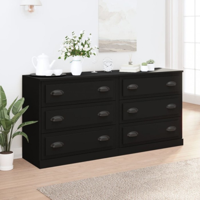 Servante, 2 piese, negru, lemn prelucrat