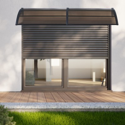 Copertina Vordach 200x100cm negru/maro [en.casa] HausGarden Leisure foto