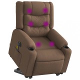 VidaXL Fotoliu electric de masaj rabatabil cu ridicare, maro, textil