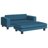 Cumpara ieftin Canapea pentru copii cu taburet albastru 100x50x30 cm catifea