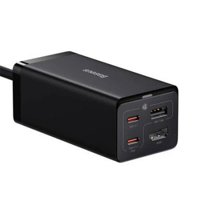 Incarcator de perete GAN5 Pro Baseus, 2x USB-C/USB-A/HDMI, 4 K, 67 W, CCGP110201, Negru foto