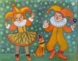 Tablou pentru copii " TRIO" pictat manual , 40x50 cm