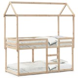 Cumpara ieftin Pat supraetajat fara saltea, 90x190 cm, lemn masiv de pin