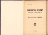 C8124N Sentimentul religios, psihologia și patologia lui, religia și știința de N Zaharia