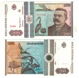 SV * Romania BNR 200 LEI 1992 * DELTA DUNARII * Seria C.006 Nr. 000550 * UNC