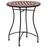 VidaXL Masă de bistro mozaic, maro, 60 cm, ceramică