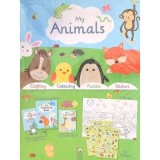 Carte de Colorat pentru Copii My Animals in Engleza: Puzzele, Crafturi, Stickere, Poster Gigant