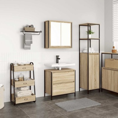 vidaXL Set mobilier de baie, 2 piese, stejar sonoma, lemn prelucrat 3328365 foto