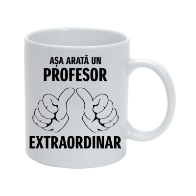 Cana alba personalizata &amp;quot;Asa arata un profesor extraordinar&amp;quot;, INOVATIX&amp;reg;. 330ml foto