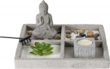 Decoratiune Buddha Zen Garden Square, 23x23x12 cm, ciment, Excellent Houseware