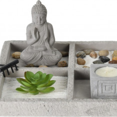 Decoratiune Buddha Zen Garden Square, 23x23x12 cm, ciment