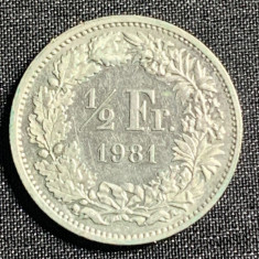 Moneda 1/2 franci 1981 Elvetia