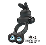 Inel de Penis Yusuf cu Bile cu Greutate, 10 Moduri Vibratii, Silicon, Negru