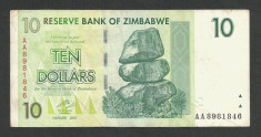 ZIMBABWE 10 DOLARI DOLLARS 2007 [31] P- 67 , F foto