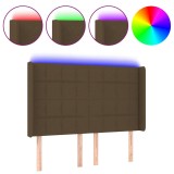 Cumpara ieftin Tablie de pat cu LED, maro inchis, 147x16x118/128 cm, textil
