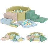AIYAPLAY Set 15 Blocuri de Construcții Moi Modulabile pentru Copii cu 200 de Mingi pentru Uz Intern, Multicolor | Aosom Romania