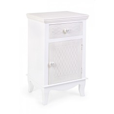 Noptiera 1 sertar 1 usa lemn alb Charlene 40 cm x 32 cm x 69.5 h