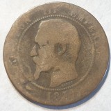 Moneda Franta 10 Centimes 1854 D Napoleon III - Numismatica