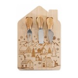 Set platou servire branzeturi lemn natur Craciun II cm 20 x 30 H
