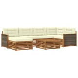 vidaXL Set de canapele de exterior cu pernă 7 pcs Natural și Crem 3383588