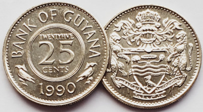 1753 Guyana 25 cents 1990 Hoatzin (Opisthocomus hoazin) km 34 UNC foto