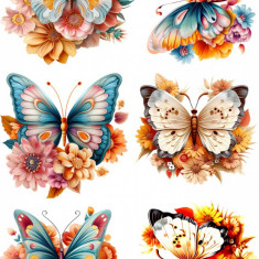 Sticker decorativ Fluturi, Multicolor, 90 cm, 7721ST-5