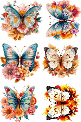 Sticker decorativ Fluturi, Multicolor, 90 cm, 7721ST-5 foto