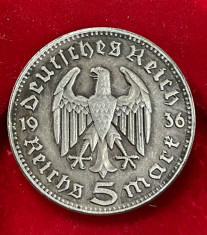 5 reichsmark 1936. G. Argint. Germania foto