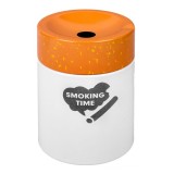 Scrumiera cu capac anti vant Smoking Time, Kopenpal, Metal, Alb/Portocaliu, 8x10 cm