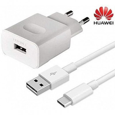Incarcator retea Huawei HW-050200E01, 2A, 1x USB, + cablu USB Type-C Alb Original foto