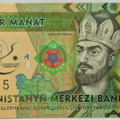BANCNOTA EXOTICA 1 MANAT - TURKMENISTAN, anul 2017 *cod 913 = UNC