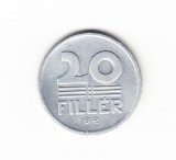 Moneda Ungaria 20 filler 1982, aproape necirculata, cu luciu, Europa, Aluminiu