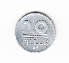 Moneda Ungaria 20 filler 1982, aproape necirculata, cu luciu