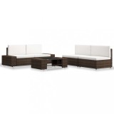 vidaXL Set mobilier de grădină, 5 piese, maro, poliratan