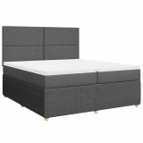 Cumpara ieftin Pat box spring cu saltea, gri inchis, 200x200 cm, textil