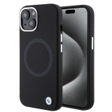 Husa BMW iPhone 15 Plus Signature Liquid Silicone MagSafe, negru, BMHMP15MSILBK2