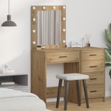 vidaXL Masa de toaletă cu lumini LED, stejar artizanal, 50x41x135 cm