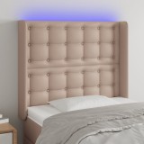 Cumpara ieftin Tăblie de pat cu LED, cappuccino, 103x16x118/128 cm, piele eco