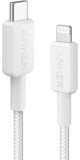 Cablu alimentare si date Anker, USB Type-C (T) la Lightning (T), 0.9m rata transfer 480 Mbps, invelis nylon, braided, alb, &quot;A81B5G21&quot; (timbru verde 0.