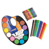 Set acuarele, carioci si creioane colorate Starter, PLAYBOX