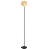 HOMCOM Lampă de podea cu abajur &icirc;n formă de Lună, comutator pe bază, 3 temperaturi de culoare, metal, Negru | Aosom Romania